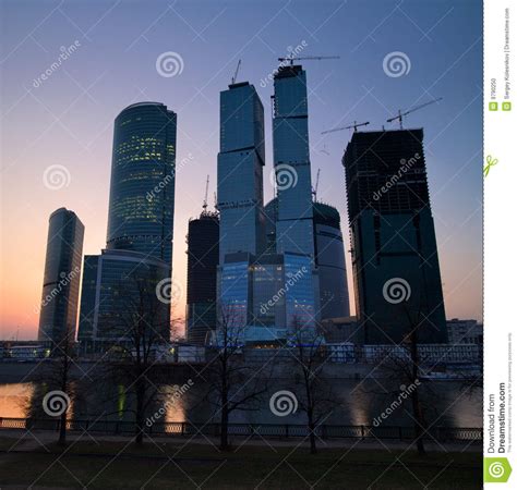 Modern Skyscrapers Business Centre At Sunset Stock Photo Image Of