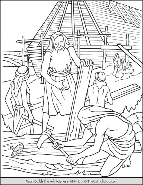 Noah Building The Ark Coloring Page