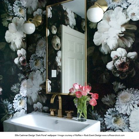 Dark Floral Wallpaper Black Floral Wallpaper Bathroom Wallpaper