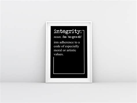 Integrity Print Definition Print Printable Motivational Etsy