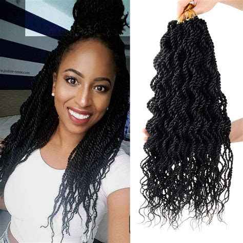 buy 8 packs wavy senegalese twist crochet hair for black women 18 inch crochet braid senegalese