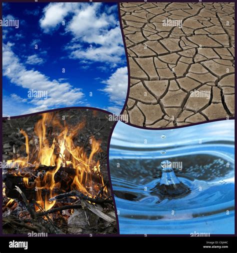 Die Vier Elemente Luft Feuer Wasser Erde Stockfotografie Alamy