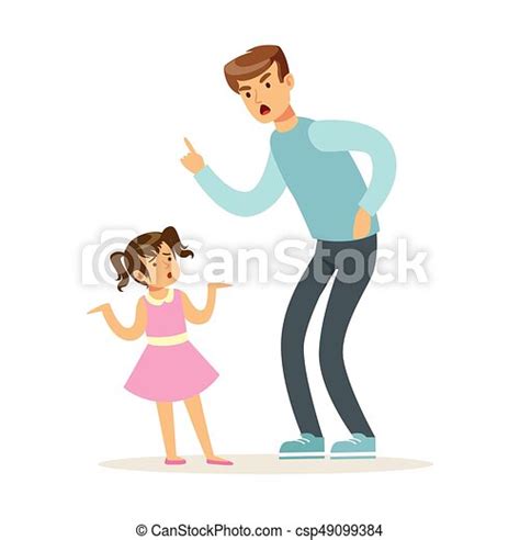 El Personaje Del Padre Regañando A Su Hija Vector Ilustración El