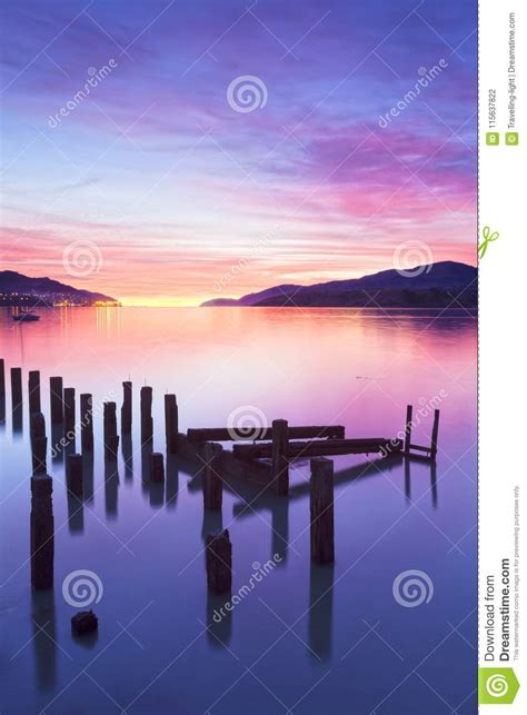 Beautiful Sunset Over Water Stock Photo Image Of Peace