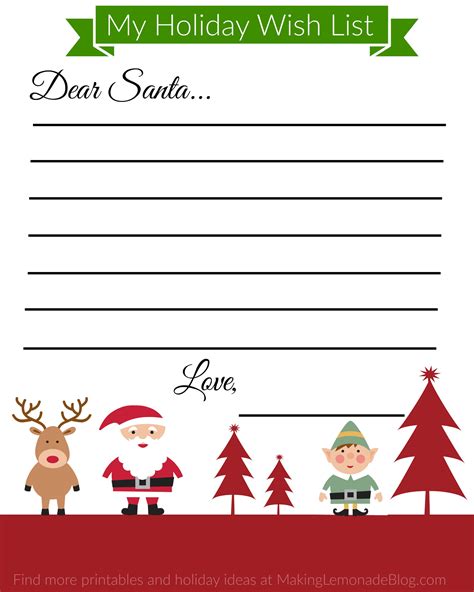 Free Printable Christmas Wish List Printable Templates