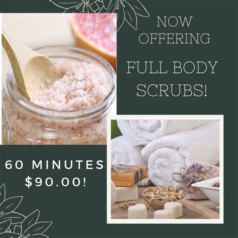 Now Offering Body Scrubs Sea Of Tranquility Massage