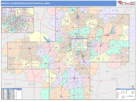 Wichita Ks Metro Area Wall Map Color Cast Style By Marketmaps Mapsales