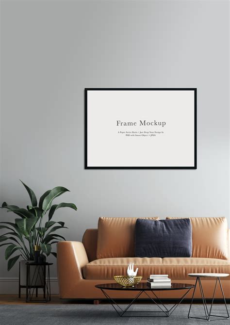 Frame Mockup 363 Black Landscape Frame Mockup Living Room Filtergrade