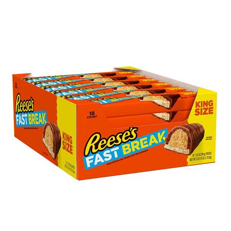 reese s fast break milk chocolate peanut butter king size candy bulk 3 5 oz bars 18 ct buy