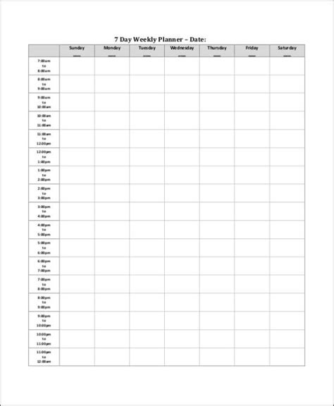 Free Weekly Schedules For Word 18 Templates Weekly Planner Templates