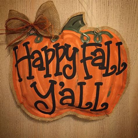 Happy Fall Yall Pumpkin Fall Decor Pumpkin Door Hanger Etsy