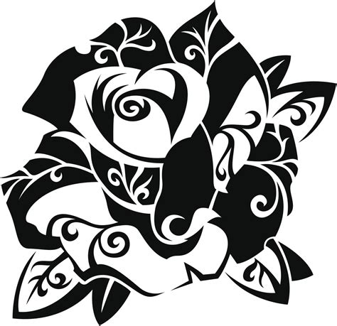 Imágenes d rosas para dibujar dibujo de tatuaje de rosas vector 747 x 1023 jpg pixel. Flores tribales para colorear