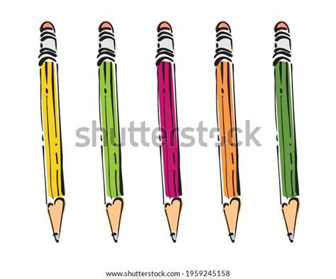 Illustration Coloring Pencil Vector Clipart Isolated Stock Vector