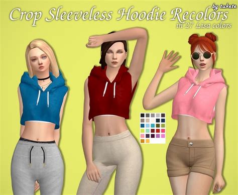 Crop Sleeveless Hoodie Recolors At Tukete Sims 4 Updates