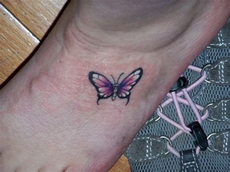 Pink Small Butterfly Tattoo On Ankle Tattooimagesbiz