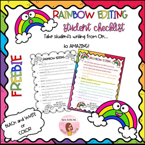 Rainbow Editing Student Checklist Great For Students To Edit And Revise