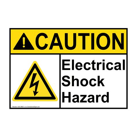 Ansi Electrical Shock Hazard Sign With Symbol Ace 28621