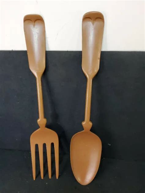 vintage sexton style giant fork spoon wall decor metal usa kitchen large 21”mcm 84 98 picclick