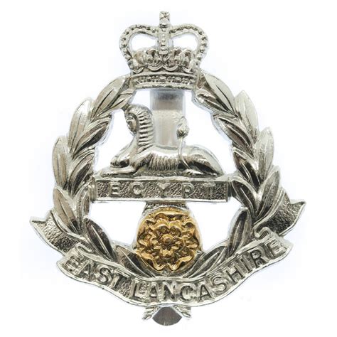 East Lancashire Regiment Anodised Staybrite Cap Badge