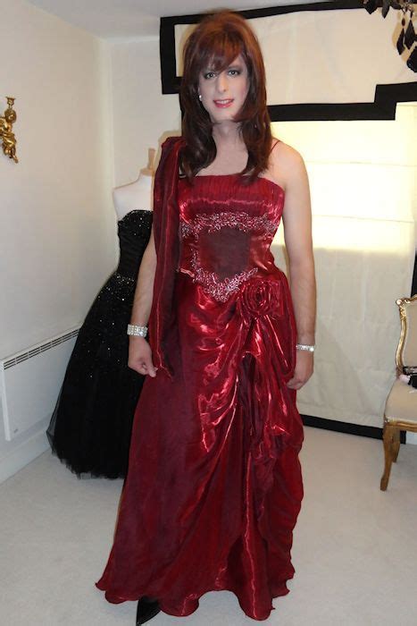 brit the cross dresser in a red chiffon ball gown i wonder what shop let him try this