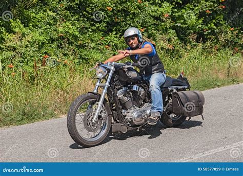 Biker Riding Harley Davidson Sportster Editorial Stock Image Image