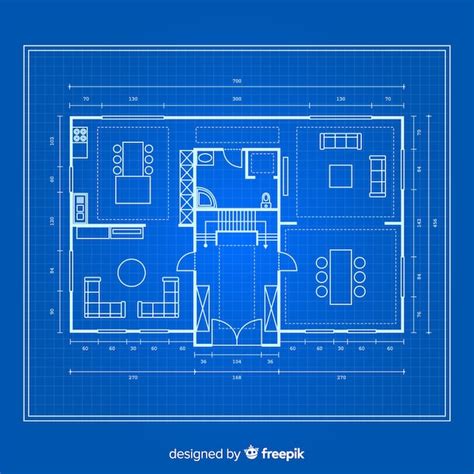 House Arhitectural Plan With Blueprint Vector Free Download Images