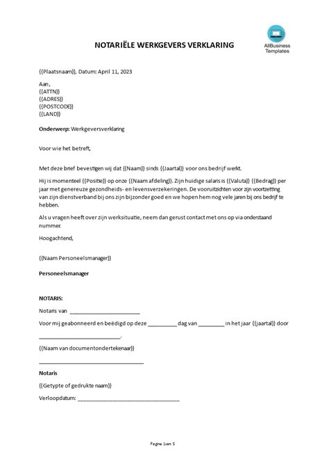 Werkgeversverklaring Voorbeeld Fill Online Printable