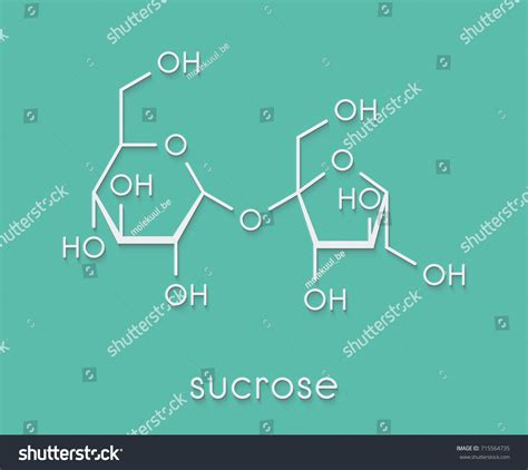 Sucrose Sugar Molecule Known Table Sugar Stock Illustration 715564735