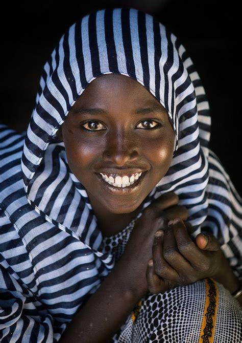 Portrait Of A Smiling Afar Tribe Teenage Girl Afambo Ethiopia Women