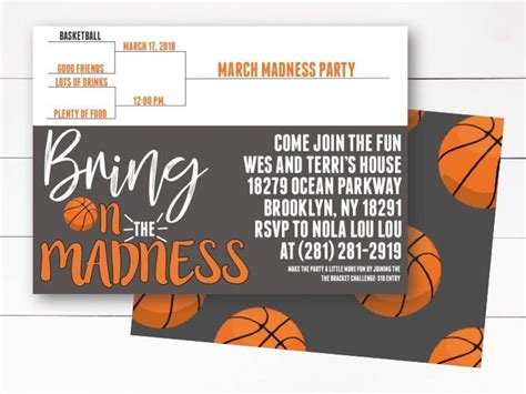 March Madness Invitation Basketball Theme Party March Etsy March