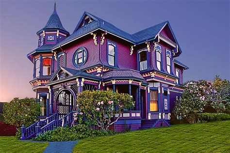 Arquitecture Photograph Purple House By Maria Coulson Victorian