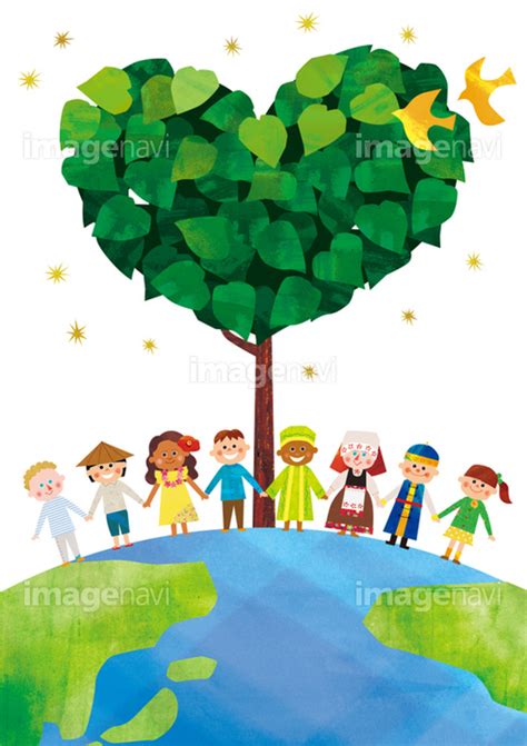 【世界の子どもたちと地球とハートの木】の画像素材(70469085) | イラスト素材ならイメージナビ