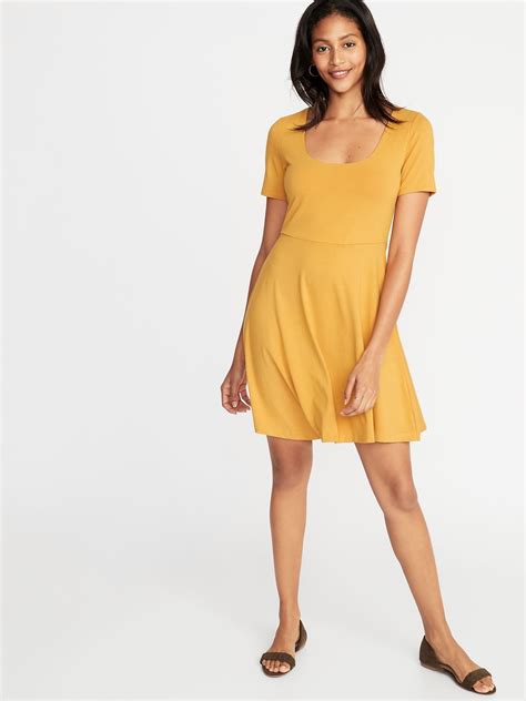 Fit And Flare Jersey Dress For Women Old Navy Navy Dress Outfits