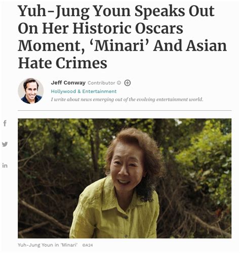 20일(현지시간) 미국 할리우드의 시상식 예측 전문. 윤여정 "오스카 시상식 가려는데 아들이 아시안 증오 범죄 ...