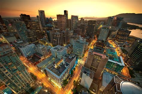 Aerial Photography Of Urban City During Golden Hour Downtown Vancouver