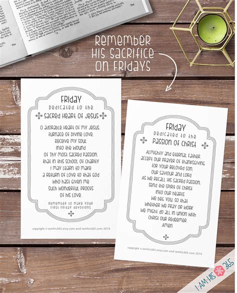 Printable Catholic Prayer Cards For Each Day Of The Week