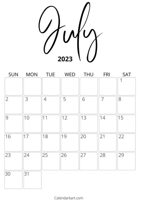 Free Printable July 2022 Calendar Calendarkart Blank Calendar