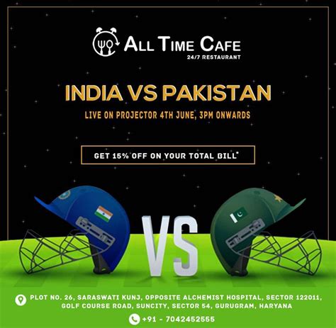 enjoy the match with live screening of india vs pakistan in all time café at 3 pm bring along