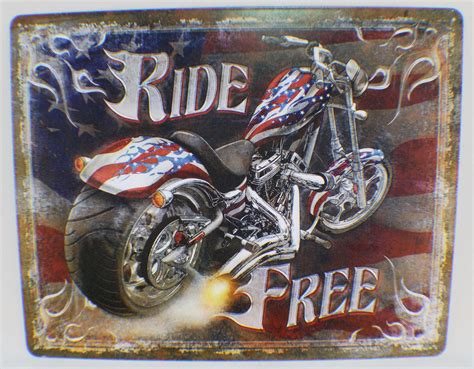 Tin Sign 12 X 15 New Funny Bar Metal Sign Ride Free Motorcycle