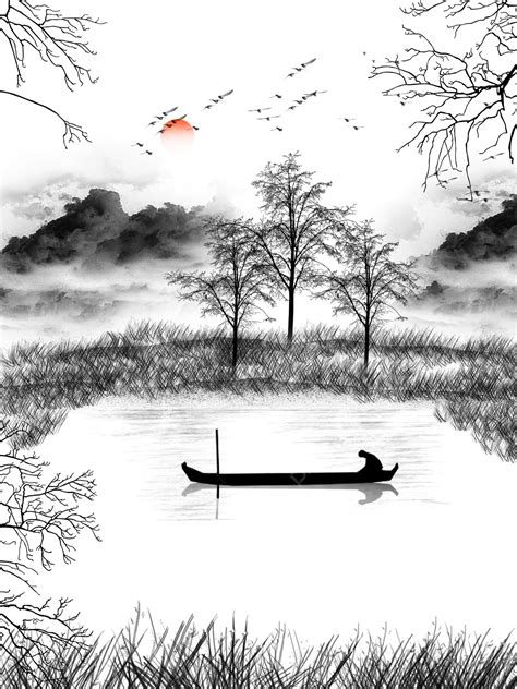 Lukisan Pemandangan Alam Hitam Putih