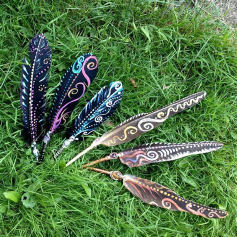 Painted And Wire Wrapped Smudge Feathers Feather Painting Feather Art
