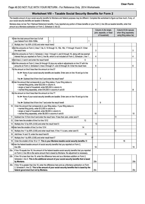 Social Security Worksheet For Taxes