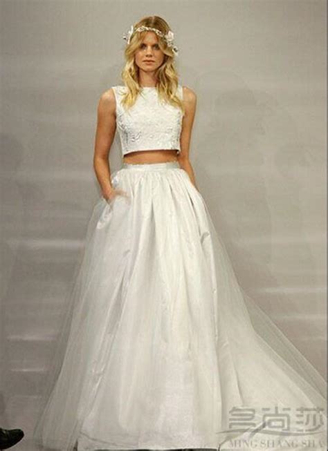 Discount Two Piece Wedding Dresses 2015 Runway A Line