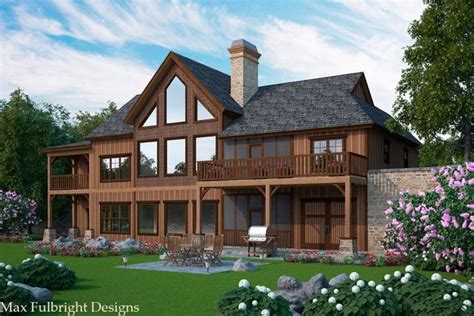 Open Living Floor Plan Lake House Design With Walkout Basement