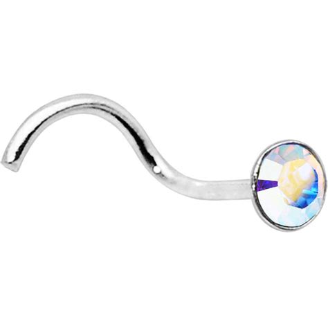Sterling Silver 22mm Aurora Nose Ring Created With Crystals Bodycandy