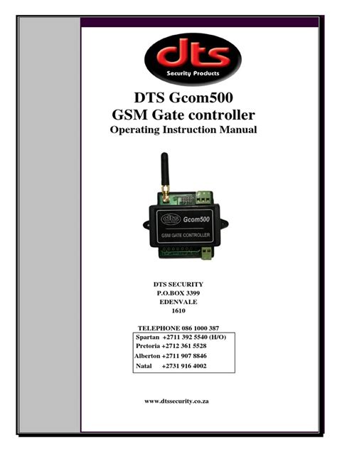 Dts Gcom500 Gsm Gate Controller Operating Instruction Manual Pdf