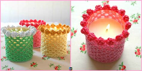 Bobbled Crochet Candle Holder Cover Free Pattern Diy 4 Ever