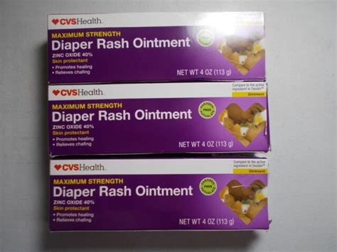 3 Large Cvs Health Diaper Rash Ointments Maximum Strength 4oz Each