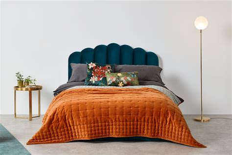 Syrah 100 Cotton Velvet Bedspread 225x220cm Burnt Orange In 2021