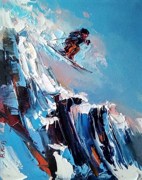 A Good Skier Painting Ski Art Landscape Paintings Winter Landscape